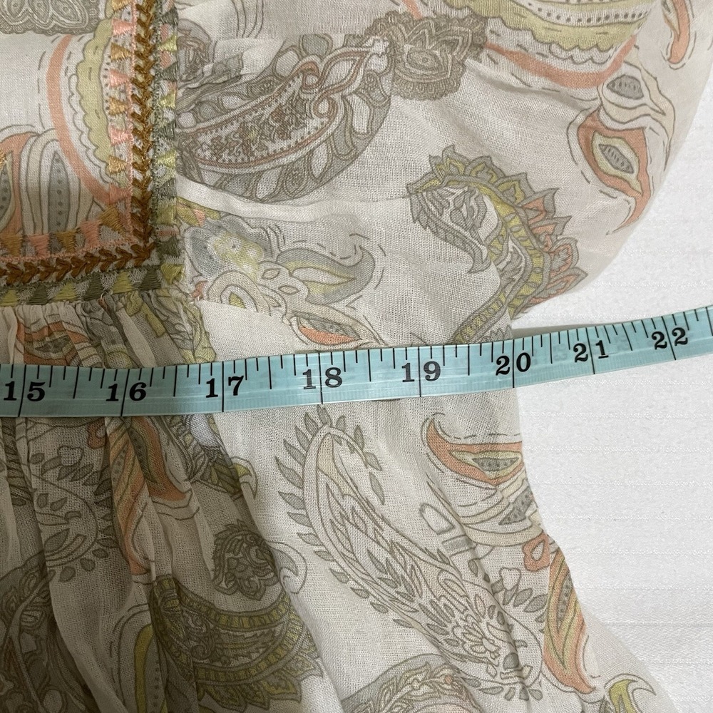 World Market Top Small Peasant Pleated Paisley Balloon Sleeve Babydoll Y2K Boho - Picture 4 of 7